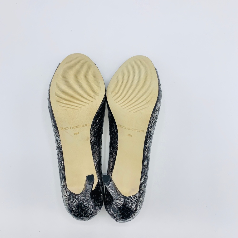 Enzo Angiolini EAMaiven Pewter Snakeskin Peep Toes - Picture 6 of 7